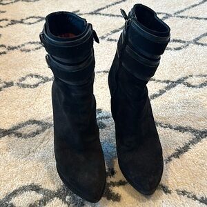 Givenchy Black Suede Wedge Ankle Bootie